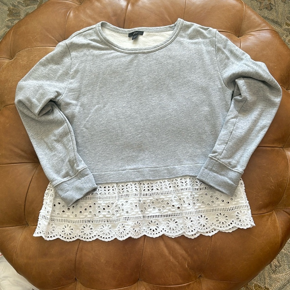 J. Crew Grey Peplum Sweatshirt size small